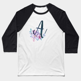 Floral Monogram A Pretty Lilac Bouquet Baseball T-Shirt